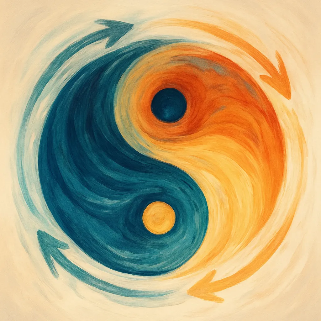Diagrama de Yin e Yang em transformação